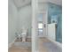 Bathroom with a toilet, walk-in shower, and modern vanity at 21 Tipperary Ln, Ormond Beach, FL 32176