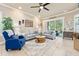 Cozy living room with neutral tones, comfortable seating, and a sliding glass door to the patio at 820 Aldenham Ln, Ormond Beach, FL 32174