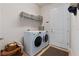 Convenient laundry room with washer, dryer, and overhead shelving at 830 Aldenham Ln, Ormond Beach, FL 32174