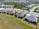 An aerial view of several homes showcasing neat lawns and landscaping in a quiet residential neighborhood at 243 Island Breeze Ave, Daytona Beach, FL 32124