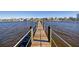 Wooden dock with dark posts extending into the waterway with clear views of the shoreline at 2912 River Point Dr, Daytona Beach, FL 32118