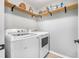 Clean laundry room with modern washer and dryer, complemented by shelving for storage at 348 Southern Winds Blvd, Deland, FL 32720