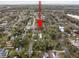 Aerial view of mature residential neighborhood with single Gathering homes in a convenient location at 354 Fir St, Ormond Beach, FL 32174