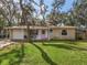 Charming single-story home with a pink front door, lush lawn, and mature trees at 354 Fir St, Ormond Beach, FL 32174