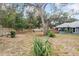 Backyard featuring a hot tub, partial fencing, and mature trees at 290 Birch Ave, Orange City, FL 32763