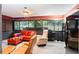 Relaxing sunroom with large windows offering natural light, comfortable seating, and a view of the outdoor hot tub at 290 Birch Ave, Orange City, FL 32763