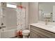 Bathroom features modern vanity and tile flooring at 1068 Sea Shell Ct, Daytona Beach, FL 32124