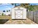 Exterior view of the storage shed in the backyard at 11 Briggs Dr, Ormond Beach, FL 32176