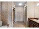Bathroom featuring a stand up shower, vanity, and closet at 128 Pine Cone Trl, Ormond Beach, FL 32174