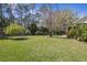 Lush backyard featuring green grass and tall trees along the property line at 1432 Kinnard Cir, Ormond Beach, FL 32174