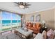 Bright and sunny living room with water views and comfortable seating at 3390 Ocean Shore Blvd # 4020, Ormond Beach, FL 32176