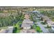 Aerial view of the neighborhood showcasing homes with screened lanais and lush landscaping at 187 Indian Wells Ave, Kissimmee, FL 34759