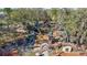 Elevated view of a wooded park playground with towers, climbing structures, slide, and rainbow gateway at 1 Tomoka Oaks Blvd # 112, Ormond Beach, FL 32174