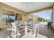 Wonderful screened-in patio with a dining table and chairs at 6123 Jasmine Vine Dr, Port Orange, FL 32128