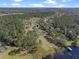 Aerial view of the house showing pool, dock and lake access at 22527 Lake Seneca Rd, Eustis, FL 32736