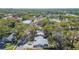 An aerial view of a neighborhood with mature trees and a mix of residential and commercial buildings in a suburban setting at 1432 Mollie Rd, Daytona Beach, FL 32114