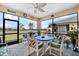 Relaxing screened patio with comfortable seating and views of the beautiful backyard at 251 Island Breeze Ave, Daytona Beach, FL 32124