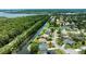 An aerial view of waterfront homes featuring lush green trees and stunning waterfront views in a desirable neighborhood at 6172 Knotty Pine Ct, Port Orange, FL 32127