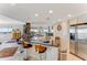 Modern kitchen featuring a large island with bar seating and stainless steel appliances at 925 N Halifax Ave # 1105, Daytona Beach, FL 32118