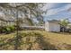 Well-maintained backyard featuring lush green grass, storage shed, and fenced perimeter at 151 Holland Rd, Ormond Beach, FL 32176