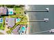 An aerial view of a waterfront property complete with a pool and private dock at 2924 River Point Dr, Daytona Beach, FL 32118
