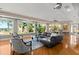 Spacious living area featuring a large window, hardwood floors and waterfront views at 2924 River Point Dr, Daytona Beach, FL 32118