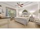 Elegant main bedroom featuring a decorative bed frame, vanity, and a large window with a view at 3205 Bailey Ann Dr, Ormond Beach, FL 32174