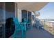 Balcony with ocean views and comfortable lounge chairs at 1155 Ocean Shore Blvd # 702, Ormond Beach, FL 32176