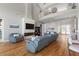 Expansive living room boasts a fireplace, balcony, and soaring ceilings at 2189 Old Dixie Hwy, Ormond Beach, FL 32174
