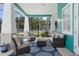 Comfortable screened porch with stylish furniture and a view of the landscaped yard at 2189 Old Dixie Hwy, Ormond Beach, FL 32174