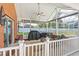 Screened patio with comfortable seating, grilling area, and a view of the backyard, ideal for relaxation and outdoor dining at 27 Winding Creek Way, Ormond Beach, FL 32174