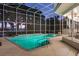 Evening shot of screened-in pool with lake views from the pool side at 3130 Indian Trl, Eustis, FL 32726