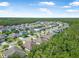Panoramic aerial view of the neighborhood with a backdrop of the serene forest at 43 Pergola Pl, Ormond Beach, FL 32174