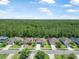 Scenic aerial view of homes with lush landscaping backing to a serene forest at 43 Pergola Pl, Ormond Beach, FL 32174