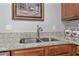 Close-up of the kitchen sink with granite countertops and modern faucet fixture at 43 Pergola Pl, Ormond Beach, FL 32174