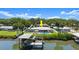 Aerial view of waterfront home featuring a private pool and dock with boat access at 5809 Riverside Dr, Port Orange, FL 32127