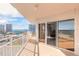 Condo balcony view with beach, ocean, and city views, plus a sliding glass door entrance at 2967 S Atlantic Ave # 708, Daytona Beach Shores, FL 32118