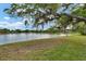 Picturesque pond view through tree branches highlighting the natural beauty of the community at 518 Moon Rise Dr, Port Orange, FL 32127