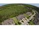 Expansive aerial view of a residential community backing up to a dense green forest, offering privacy and a natural setting at 745 Aldenham Ln, Ormond Beach, FL 32174