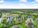 Aerial view of the community featuring beautiful homes, green landscaping, and a scenic pond at 1357 Liam Cir, Ormond Beach, FL 32174