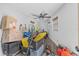 Additional storage space with boxes and containers, featuring a ceiling fan for ventilation at 2 Wildwood Dr, Edgewater, FL 32132