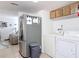 Efficient laundry area with modern washer, dryer, and convenient overhead storage space at 420 Banana Cay Dr # A, South Daytona, FL 32119
