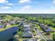 Picturesque aerial shot of a residential area featuring a tranquil lake and a lush green golf course at 117 Hagge Dr, Daytona Beach, FL 32124