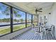 Enclosed patio with serene lake views and comfortable seating, perfect for relaxing or entertaining at 129 Golden Eye Dr # C, Daytona Beach, FL 32119
