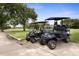 Two modern golf carts parked on a concrete path with trees and golf course in background at 3513 Kilgallen Ct, Ormond Beach, FL 32174