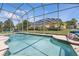 Beautiful, screened-in swimming pool with crystal-clear water and plenty of space for lounging and entertaining at 1956 Southern Dunes Blvd, Haines City, FL 33844
