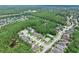 Expansive aerial shot of a community with lush landscaping, mature trees, and a winding road at 5 Cantilever Ct, Ormond Beach, FL 32174