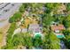 Aerial view of a property with lush landscaping, a pool, and proximity to parking at 1159 Magnolia Ave, Daytona Beach, FL 32114