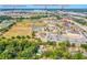 Great aerial view of property, pool, and proximity to Daytona Speedway and Mainland Highschool at 1159 Magnolia Ave, Daytona Beach, FL 32114