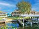 Waterfront condo featuring a boat dock and lift, perfect for enjoying lake living and recreational water activities at 1640 Juno Trl # 105D, Astor, FL 32102